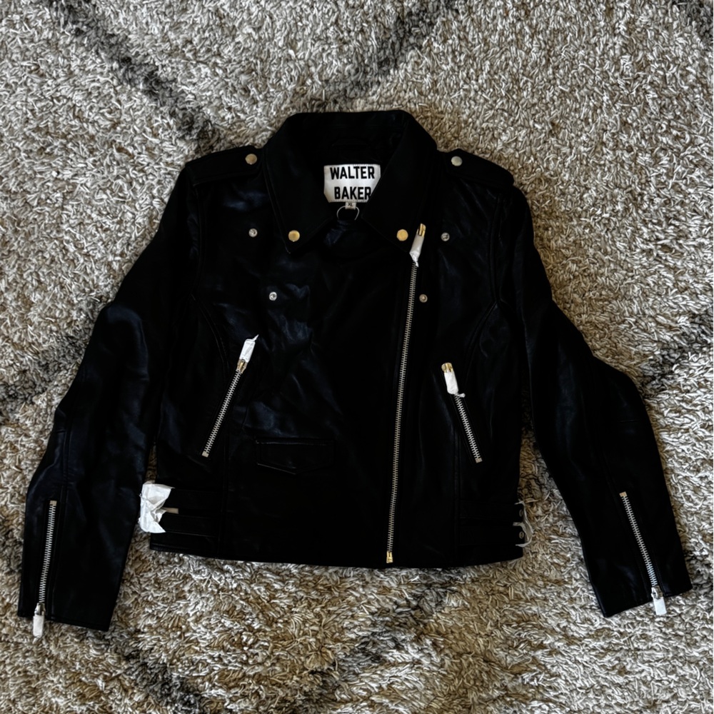 Walter Baker Black Moto Leather Jacket - Picture 8 of 12